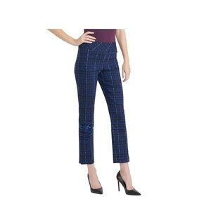 Joseph Ribkoff Blue Plaid Trouser Pants Straight Skinny Dress Pants Size 6